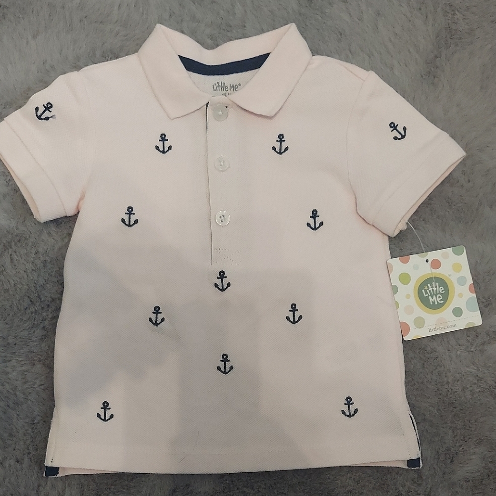 Little Me Pink Nautical Polo Shirt